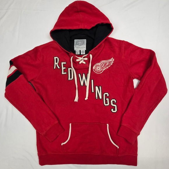 Old Time Hockey Tops - Old Time Hockey Womens Detroit Red Wings Hoodie XL Red Lace Up NHL Sweatshirt